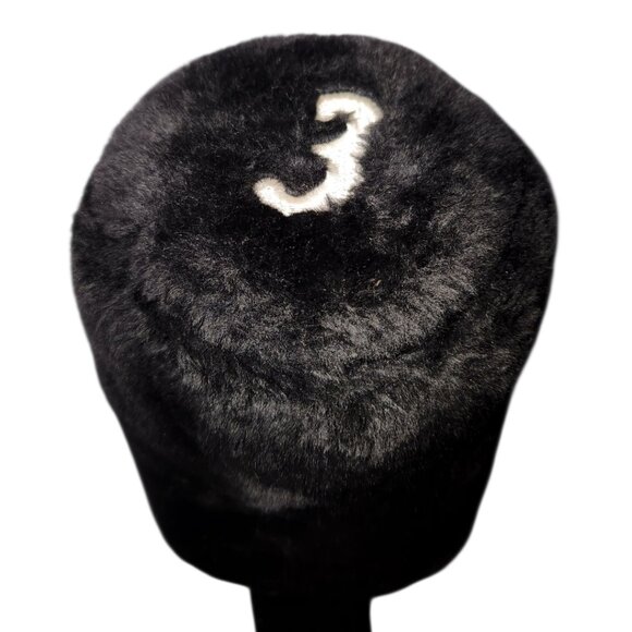 Golf Fairway 3 Wood Headcover Head Cover Plush Black Silver Long Neck Unbranded - Picture 1 of 3